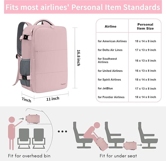 Taygeer Travel Backpack for Women, TSA Carry On Backpack Flight Approved | 15.6inch Laptop Mochila with Water Bottle Pocket & Shoe Pouch, Nurse Bag
