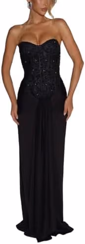Strapless Corset Maxi Dress for Women, Mermaid Bodycon Formal Evening Gown