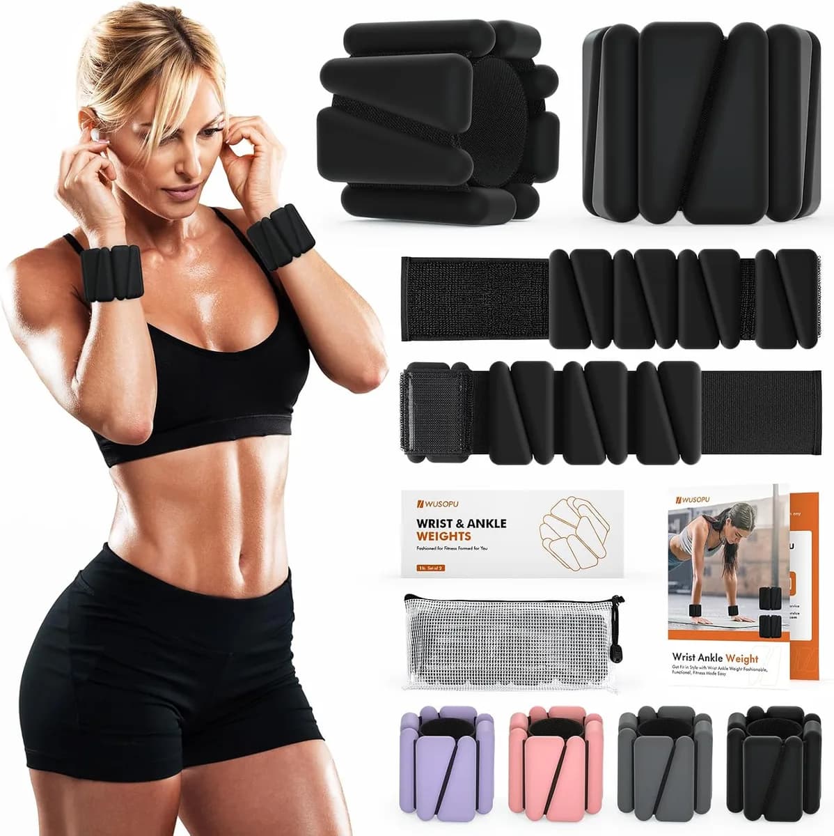 black adjustable wrist and ankle weights