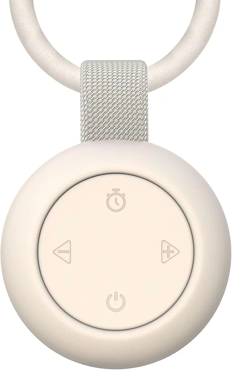 putty color portable baby sound machine with strap