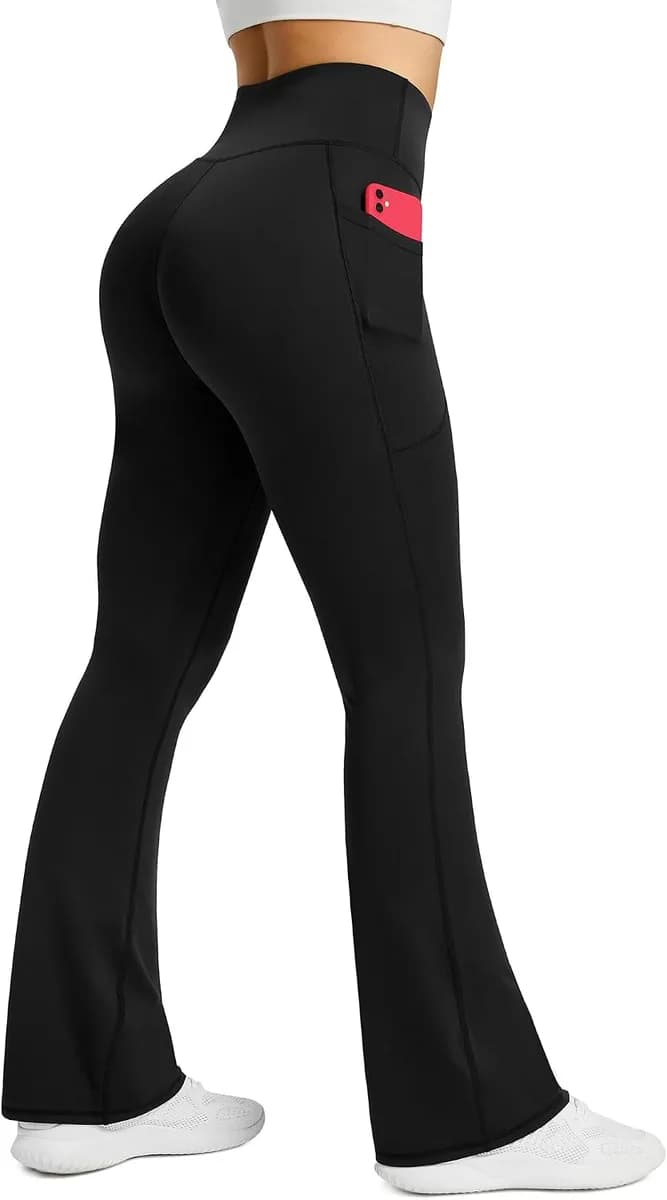 black women's flare yoga pants with pockets