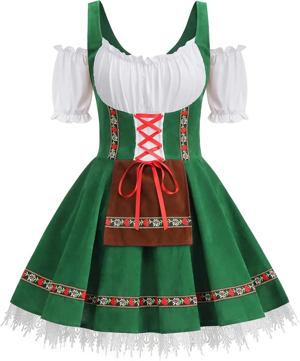 green women's Oktoberfest dirndl dress costume