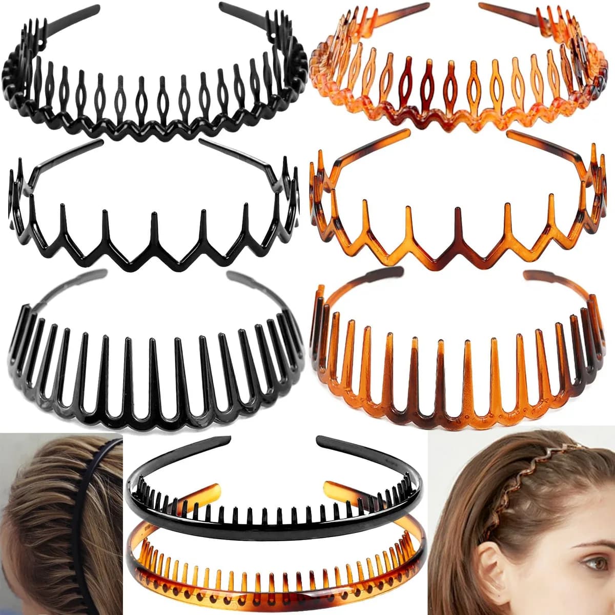 8 pack of skinny teeth comb headbands