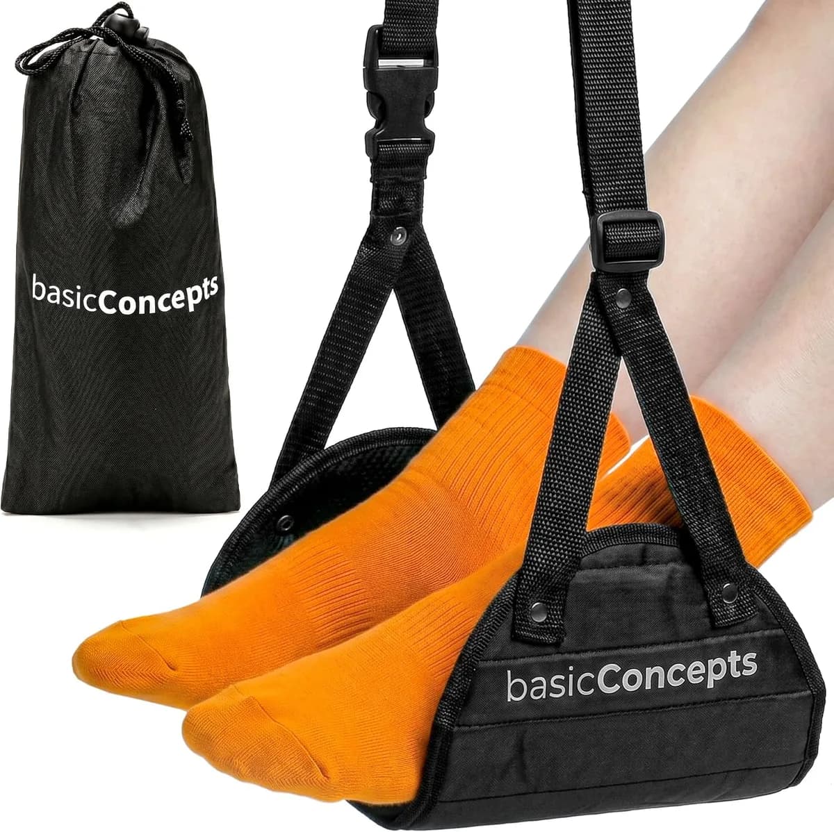 airplane foot hammock with travel pouch